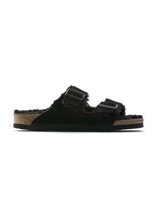 Alloriginal замшеві тапочки birkenstock arizona shearling чоловічі колір чорний regular width 752661.blk-black