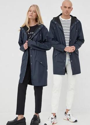 Alloriginal куртка rains 12020 long jacket колір синій перехідна 12020.47-navy розмір: xs, s, l, xl