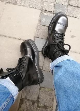Черевики grinders bulldog cs black 10 люверсів 100% шкіра сталевий носок. розміри : 36, 37, 38, 39, 40, 41, 42
