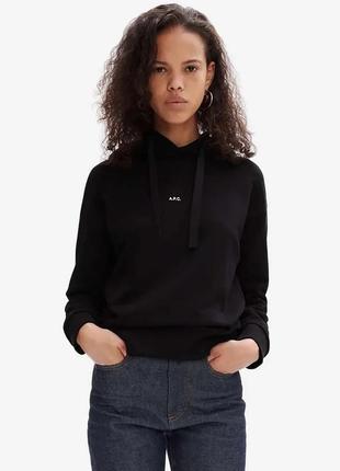 Alloriginal com ua бавовняна кофта a.p.c. hoodie christina жіноча колір чорний з капюшоном з аплікацією