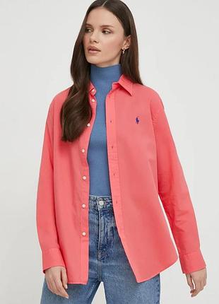 Alloriginal com ua бавовняна сорочка polo ralph lauren жіноча колір червоний regular класичний комір розміри