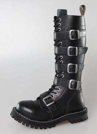 Steel черевики рок чоботи жіночі чоловічі шкіра 5 пряжок 20 люверсні стіли 🔥