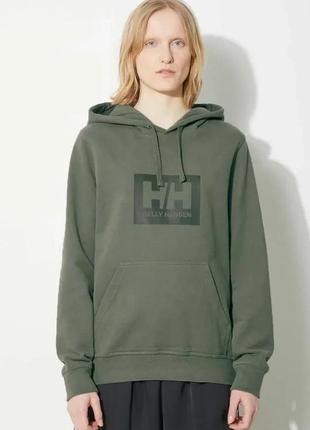 Urbanshop бавовняна кофта helly hansen колір зелений з капюшоном з принтом розміри запитуйте