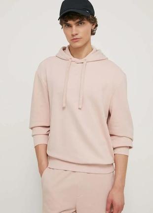Alloriginal com ua бавовняна кофта hugo чоловіча колір рожевий з капюшоном однотонна розміри запитуйте