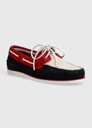 Urbanshop com ua замшеві мокасини tommy hilfiger th boat shoe core c block suede чоловічі колір синій