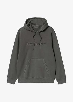 Urbanshop бавовняна кофта carhartt wip hooded duster sweat чоловіча колір чорний з капюшоном з аплікацією