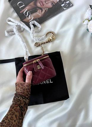 Сумка в стиле chanel mini vanity бордовая