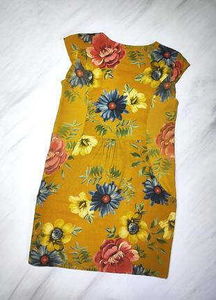 New collection гірчичне плаття в квіти льон котон2 фото