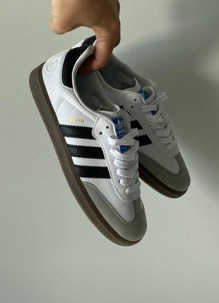 Жіночі кросівки в стилі adidas samba white/black (світла підошва).9 фото