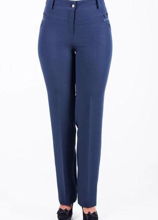 Женские  брюки "торри", большого размера, ткань костюмная, размеры 42,44,50,52,54,56,58 синие4 фото