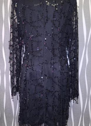 Вечірня чорна сукня коктельна з пайєтками5 фото