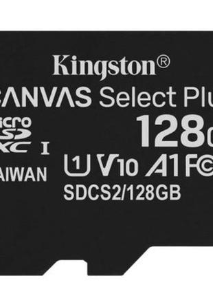 Карта пам`яті microsdxc 128gb uhs-i class 10 kingston canvas select plus r100mb/s (sdcs2/128gbsp)