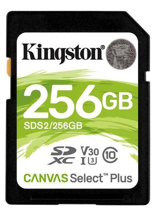 Карта пам`яті sdxc 256gb uhs-i/u3 class 10 kingston canvas select plus r100/w85mb/s (sds2/256gb)