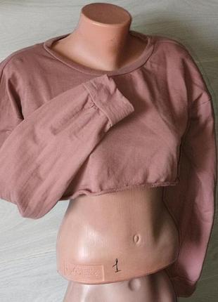 Укороченная кофта свитшот кроп топ спорт тренировка худи толстовка батник спорт бег танцы короткая пудра