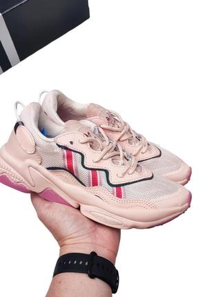 Жіночі кросівки adidas ozweego рожеві6 фото