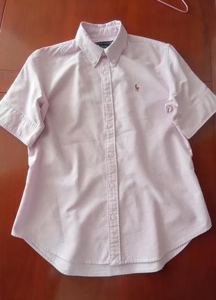 Неповторимая рубашка, блуза с укороченным рукавом от ralph lauren в нежном лавандовом цвете 💜🌿 оригинал.3 фото