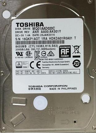 Накопичувач hdd 2.5" sata 200gb toshiba 8mb 4200rpm (mq01aad020c)