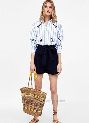 Темно-сині шорти zara, вільні, легенькі з поясом та кишенями