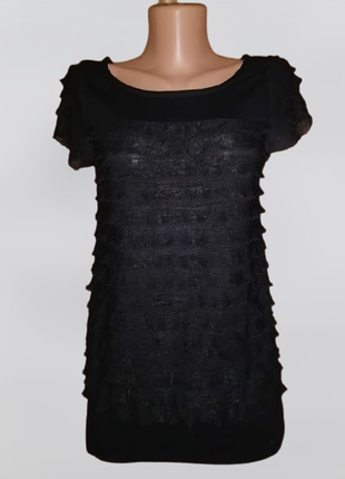 💖💖💖красива жіноча чорна трикотажна футболка, блузка в рюш dorothy perkins💖💖💖