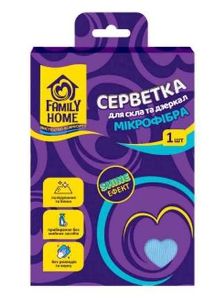 Серветка для прибирання 1шт д/скла та дз shine ефект тм family home1 фото