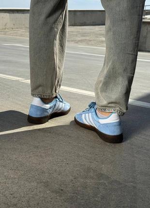 Жіночі кросівки в стилі adidas spezial handball light blue.9 фото