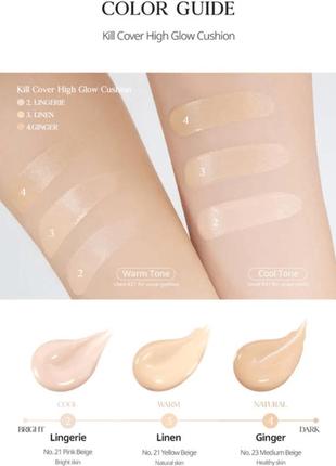 Сяючий глянцевий кушон clio kill cover high glow cushion (14гх2)  корея3 фото