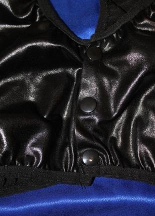 Укороченный топик под кожу чёрный блестящий бюстик бюстье майка эротический сексуальный секси эротик6 фото