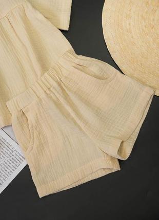 Летний комплект из муслина, муслиновый комплект для девушек, муслиновый комплект для девчонки, легкий летний костюм из муслина6 фото