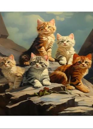 Картина на холсте без рамки 20*30 см а4 котята кот 🐱
