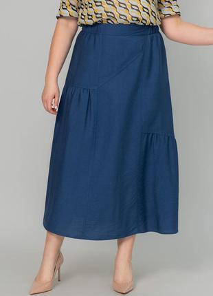 Легкая женская расклешенная летняя длинная юбка больших размеров4 фото