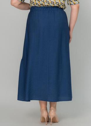 Легкая женская расклешенная летняя длинная юбка больших размеров5 фото