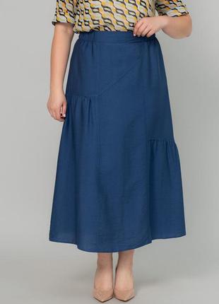 Легкая женская расклешенная летняя длинная юбка больших размеров3 фото
