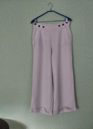 Льняные брюки палаццо брюки свободного кроя светло бежевого цвета