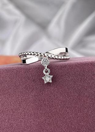 🇺🇦 колецо серебро 925° покрытие родий, вставка куб.цирконии 0581.11р