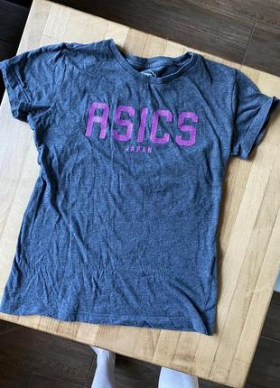 Бавовняна футболка темного-сіра asics