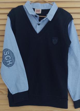 Рубашка -обманка сине-голубой цвет