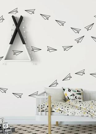 Наклейка "самолетики" для стен, зеркал, дверей 5 см, 120 шт.