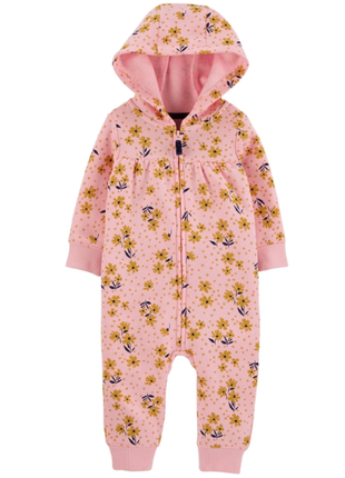 Хлопковый человечек с теплым начесом картерс комбинезон carters розовый цветы