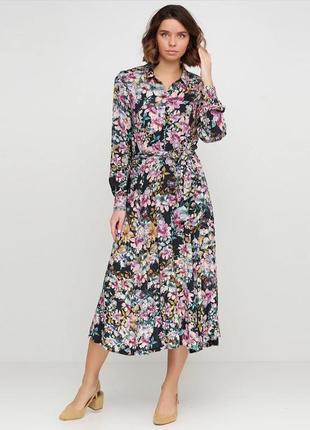Стильное платье рубашка h&amp;m в цветочный принт.