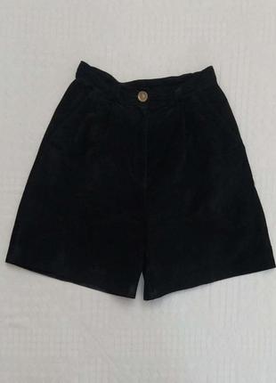Замшевые шорты, черные, винтаж, натуральные