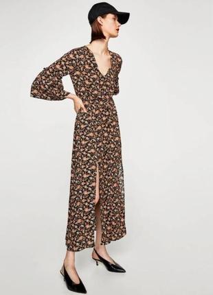 Довге літнє тонке плаття zara з розрізами.
