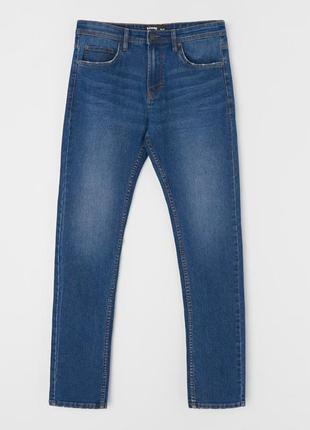 Мужские однотонные джинсы slim sinsay с потертостями 157403 фото