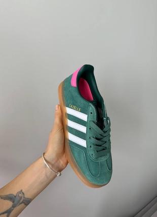 Женские кроссовки в стиле adidas gazelle indoor green.5 фото