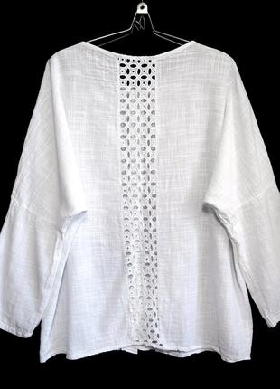 Итальянская хлопковая блузка с кружевом, made in italy р.14-16-182 фото
