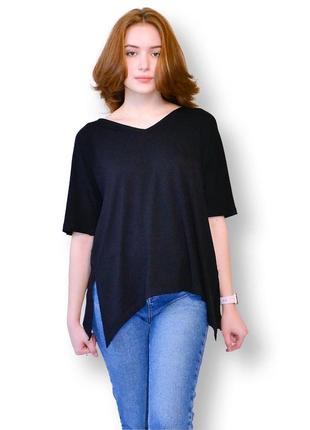 Базова жіноча футболка бренду garlang для повсякденного носіння і занять спортом в чорному кольор