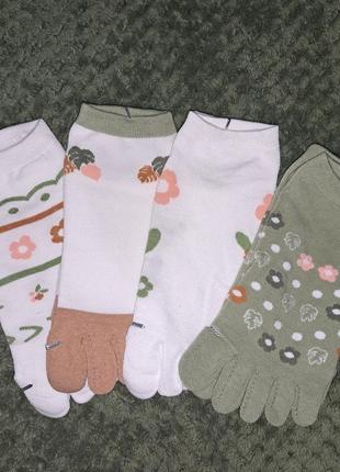 Невисокі білі шкарпетки з окремими пальцями з принтом fivefinger yoga socks