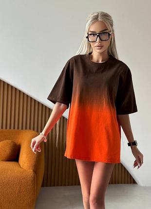 Футболка оранж котон подовжена