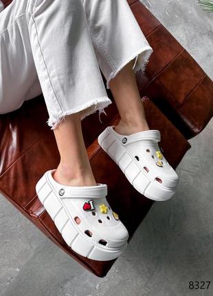 Сабо жіночі croki білі крокси на високій підошві