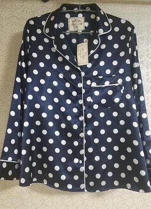 Made with love matalan стильная атласная пижама (верх от пижамы) рубашка горох, р.м (medium)
