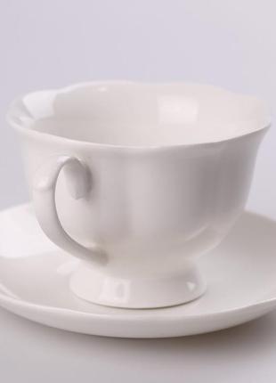 Чашка чайная из фарфора 200мл с фарфоровым блюдцем кружка для чая с крышкой2 фото